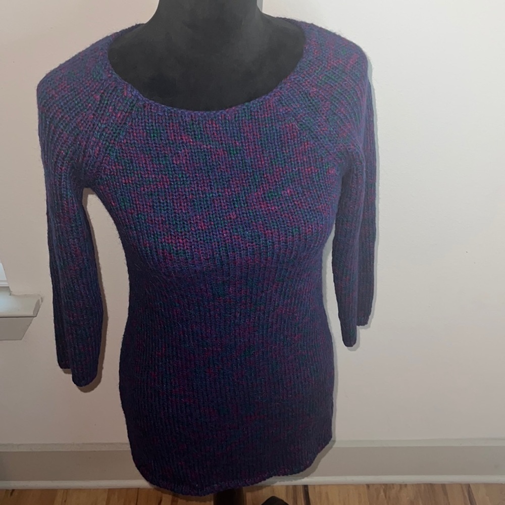 Ann Taylor‎ Acrylic wool alpaca blend speckled loose knit long sweater Sz XS